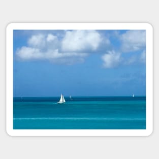 White Sailboat in Antigua Sticker